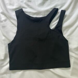 Black Sleeveless Asymmetrical Women's Top